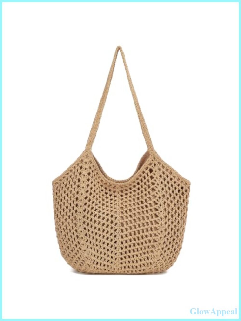 Crochet Tote Bag Cotton Woven Shoulder Bag Beach Pool Travel Purse